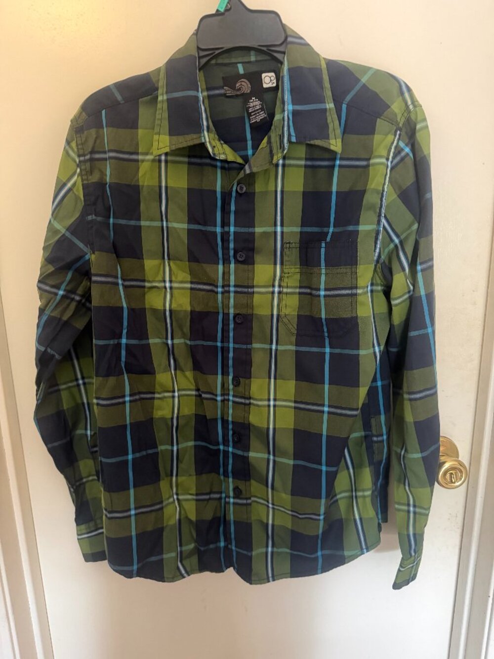 OP Long-Sleeved Plaid Button Up Shirt M M